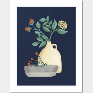 Floral Still life in a Vase and a bowl Posters and Art